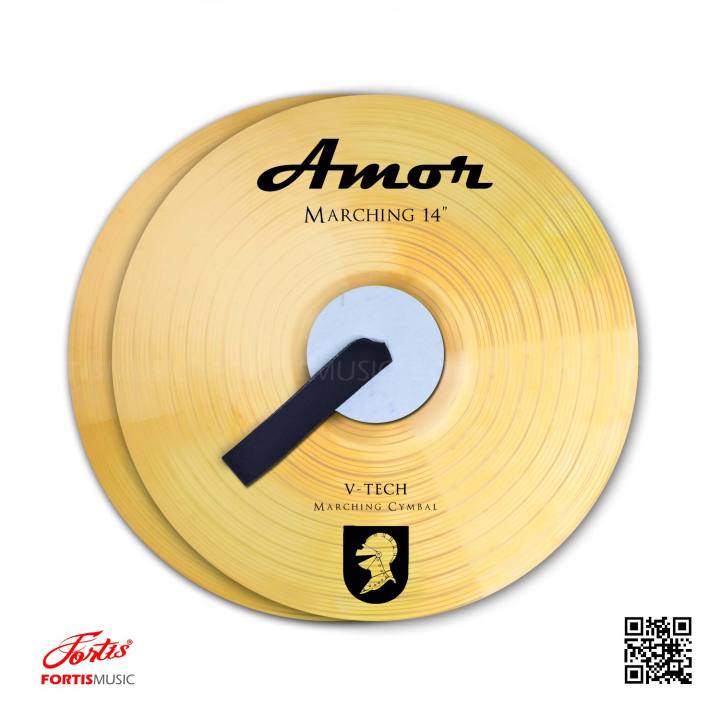 amor-marching-cymbal-ฉาบดุริยางค์-ฉาบเดินแถว-ทองเหลือง-ขนาด-14-นิ้ว-คู่-พร้อมหูจับหนัง