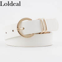 Loldealเข็มขัดผู้หญิงแฟชั่นD-Shaped Pin Buckleสีทึบเลียนแบบหนัง107ซม.