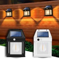 (TEX)Solar Wall Lantern Lights Outdoor Motion Sensor Vintage Front Porch Decorative Lamp With 3 Lighting Modes E27 LED Bulb Lamps