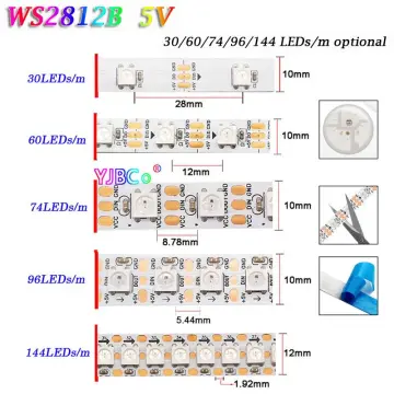 DC5V WS2812B Led Strip 30/60/74/96/144 leds/m WS2812 Black/White PCB  IP30/65/67 Smart RGB Led Light 1m/2m/3m/4m/5m