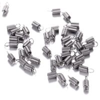 50pcs สแตนเลสสตีลม้วนสายไฟฤดูใบไม้ผลิ Fastener CRIMP Clasp สำหรับหนังสร้อยคอสร้อยข้อมือเครื่องประดับทำ-GEIWH MALL