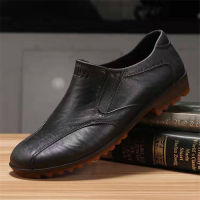 Mens leather shoesรองเท้าทำงานผู้ชายสะดวกสบายและระบายอากาศรองเท้ายางรองเท้าทำงานลื่นไถลรองเท้าผู้ชายรองเท้าหนัง