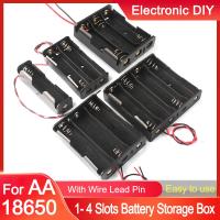 ™☫☄ DIY Plastic 18650 Battery Box Storage Case 1 2 3 4 AA 18650 Power Bank Cases Battery Holder Container 1X 2X 3X 4X With Wire Lead