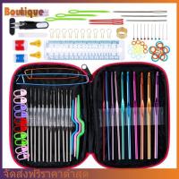 100pcs Sewing Tools with Case Sewing Project Kits Aluminum Ergonomic Crochet Accessories for Beginners with Stitch Markers and Large-Eye Blunt Needles