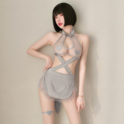 Erotic Qipao Fantasy Lingerie See-Through Dress Erotic Lingerie Cosplay Sexy Maid Costume Women Nightdress Porn Sexual Clothes
