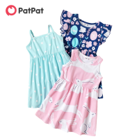 PatPat New Arrival Summer and Spring 3-piece Toddler Rabbit Floral Short-sleeve Dress Toddler Girl Rabbit Dress