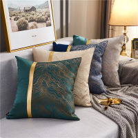 Luxury Bronzing Pillowcase Jacquard Stripes Golden Cushion Cover Bedroom Living Room Sofa Decoration Velvet Pillow Cover 45*45cm