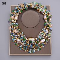 ✢ yeicnw8784 GG Jewelry 18 4 Strands 25MM Keshi Baroque Colorful Necklace