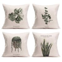 Tropical plants potted printed linen pillowcase sofa cushion cover home improvement can be customized for you 40x40 50x50 60x60