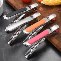 Non-slip Pot Pan Gripper Clip Hot Dish Plate Bowl Clip Retriever Tongs Silicone Handle Stainless Steel Kitchen Tool Camping Tool