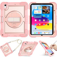 สำหรับ iPad รุ่น10th เคส10.9 2022มีที่ใส่ดินสอ/360หมุนขาตั้ง/สายคล้องมือกันกระแทกแข็งแกร่งทนทานนุ่มซิลิโคนป้องกันเคสสำหรับไอแพด Pro 11 2022 2021 2020/Air 5 Air 4/Mini 6/iPad 9th 8th 7th 6th 5th Gen