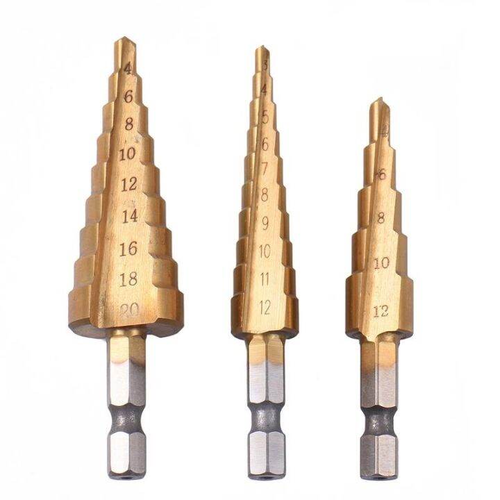 3pcs-brocas-prar-hss-metric-1-4-hex-shank-titanium-coated-step-drill-bit-cutting-tool-metal-laque-sharpener-drill-bit-set-cone