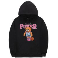 Inaka Power Hoodies Funny Pink Basketball Bear Pattern Print Hoodie Men Premium Sweatshirts Oversized Sweatshirt with Hood Size XS-4XL