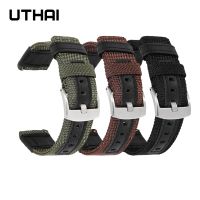 Watchbands 18mm 24mm 22mm 20mm watch strap Nylon &amp; genuine leather extension strap For Samsung S3/Huami Canvas strap Straps