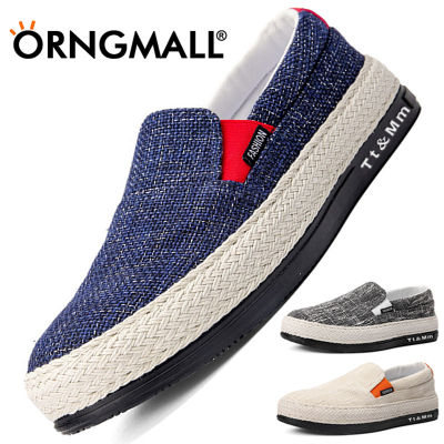 ORNGMALL รองเท้าลำลองผู้ชายรองเท้าผ้าใบแฟชั่นสำหรับเสื้อผ้าบุรุษรองเท้า Slip-Ons & Loafers แนวโน้ม Doudou รองเท้าขี้เกียจผู้ชายเก่า Beijing 39-44