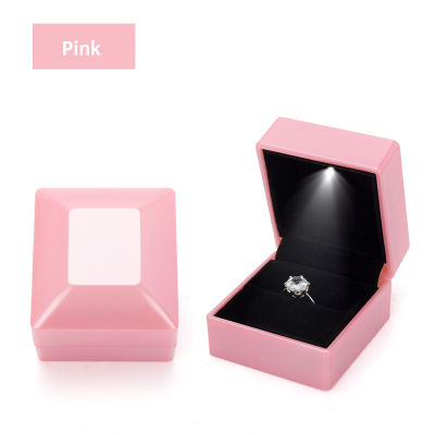 Boxes Wedding Valentines Red Proposal Gift For Engagement Case Light Ring Box