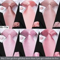 ❈❅◘ Hi-Tie Silk Mens Wedding Tie Peach Pink Solid Gift Necktie For Men Fashion Design High Quality Hanky Cufflink Set Business Party