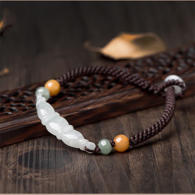 Hot Selling Natural Hand-carve Chinese Style Jade Lotus Root Bracelet Fashion Jewelry Men Women Luck Gifts Amulet Customized