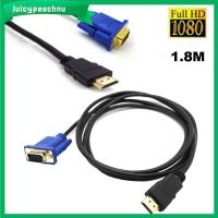 JUICYPEACHNU 1.8M 6FT สากล ความคมชัดสูง มืออาชีพ Multime สายวิดีโอ รองรับ 1080P HDMI เป็น VGA ตัวแปลง