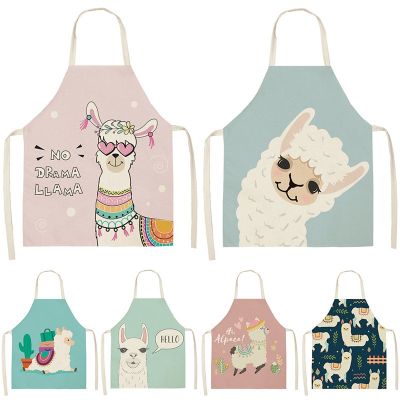Alpaca Camel Cactus Apron Printed Linen Sleeveless Apron Kitchen Womens Kids Aprons Home Cooking Baking Stain Resistant Bibs Aprons