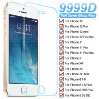 9999D กระจกป้องกันสำหรับ iPhone 5 5S SE 2020 6 6S 7 8 Plus กระจกนิรภัยป้องกันหน้าจอ iPhone 12 11 Pro XS Max X XR กระจกนิรภัย