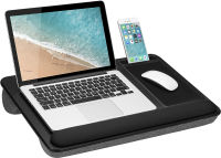 LapGear Home Office Pro Lap Desk with Wrist Rest, Mouse Pad, and Phone Holder - Black Carbon - Fits Up To 15.6 Inch Laptops - style No. 91598