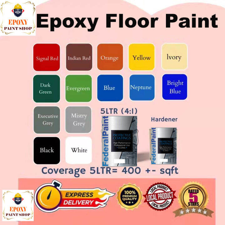 1L//5L EPOXY FLOOR PAINT [HEAVY DUTY] PROTECTIVE & WATERPROOF COATING