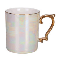 New Pearl glaze gold handle mug,fashion coffee cup advanced mug rainbow glazed ceramic cup,simple Nordic teacup Drinkware gift