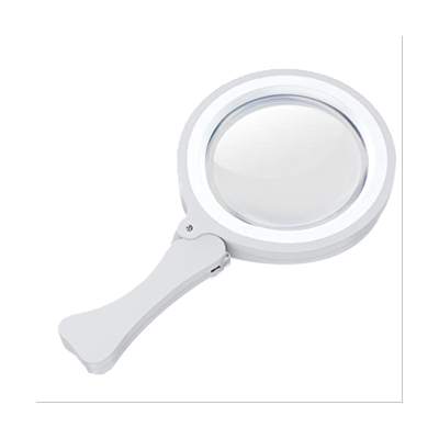 1 PCS Magnifying Glass Portable Foldable Magnification 3X 6X with 17 LED Light White