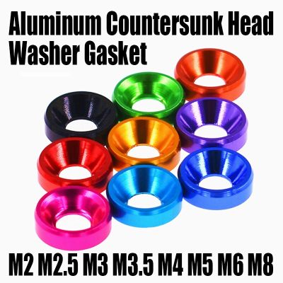 5PCS Aluminum Flat Washer M2 M2.5 M3 M3.5 M4 M5 M6 M8 Colourful Countersunk Head Screw Bolt Washer Conical Gasket Anodized Nails  Screws Fasteners