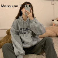 Marquise1997 เสื้อฮู้ด เสื้อแขนยาวอบอุ่น หลวมและสบาย สบาย ชิค ทันสมัย เท่ WWY23000LS 41Z231008