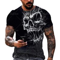 Vintage Horror Skull 3d Print Mens T-shirt Summer Classic Casual O Neck Short Sleeve Fashion Loose Oversized Tops Tee Shirt Men