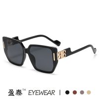 [COD] New European and personality large frame sunglasses B-shaped decoration anti-ultraviolet cross-border net red street photography