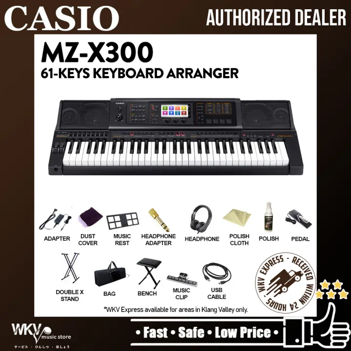 Casio MZX300 61Keys Arranger Keyboard Package With Keyboard Stand