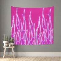 Pink Flames Tapestry Hippie Polyester Wall Hanging Y2K Room Decoration Curtain R Wall Car 95x73cm ！