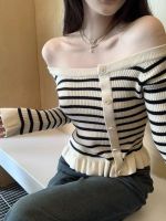 ZARAˉ [Zzhen 9/7 10:00Am] Long Sweetheart/Cloud-Like Touch Striped Knitted Top With Collar