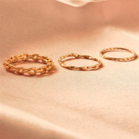 COD 【Aotuo】Fashion Metal Twisted Chain Ring Set Womens Simple Temperament Three-Piece Index Finger Ring Tail Ring Jewelry