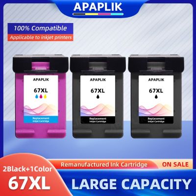APAPLIK For Hp 67 67XL Premium Remanufactured Color Inkjet Ink Cartridge For HP ENVY 6052 6055 6058 Deskjet 1225 2732 Printer