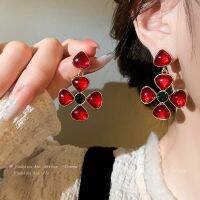 [COD] needle inlaid diamond flower earrings ins European and fashion temperament high-end sense light luxury versatile wholesale women