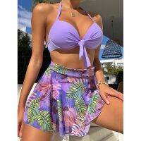 hotx 【cw】 2022 New Print Set Swimwear Swimsuit Female 3pieces Monokini Bathing Beach Wear