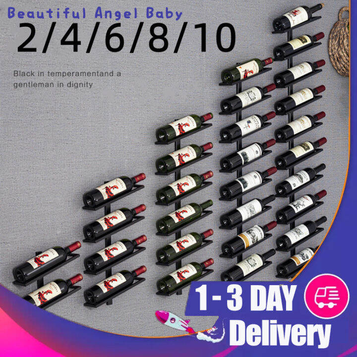 2/4/6/8/10 Layer EuropeanStyle WallMounted Wrought Iron Wine Rack