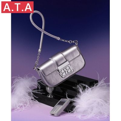 A.t.a2022 ใหม่ กระเป๋าถือ กระเป๋าสะพายไหล่ โลหะ สีเงิน สําหรับสตรี V723
