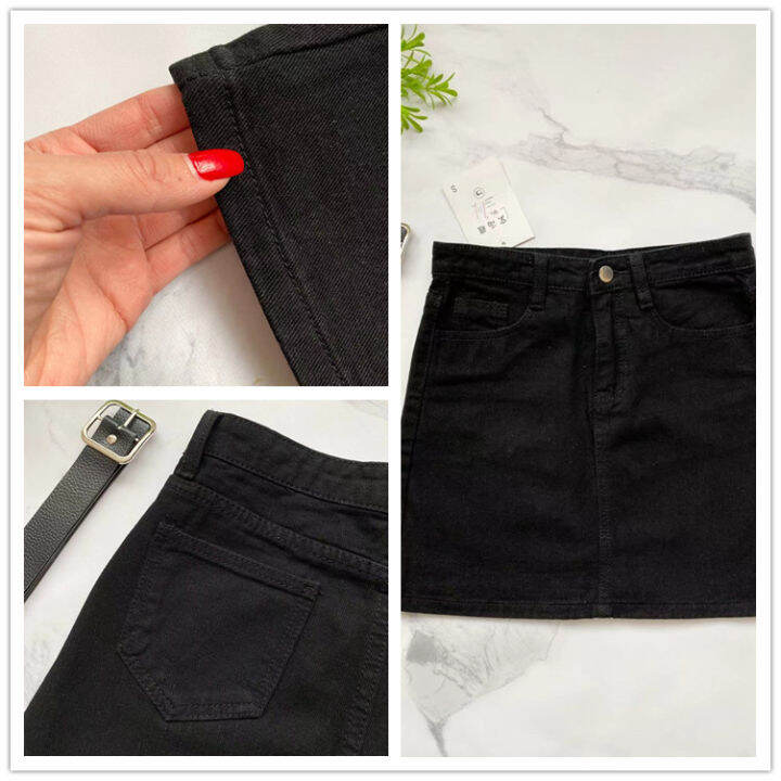 aigo-2022-new-spring-summer-women-blue-denim-skirt-casual-female-high-waist-a-line-mini-jeans-black-skirts-with-belt