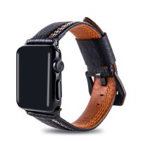 ：》《{ Handmade Stitching Genuine Leather Strap For Iwatch 38/40Mm 42/44Mm Retro Watch Band For  Watch Series 5 4 3 2 1 Wristband