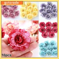 GOTORADE 10pcs ตกแต่ง DIY งานแต่งงาน ปาร์ตี้วันเกิด ดอกโบตั๋นประดิษฐ์ หัวดอกไม้ ดอกไม้ ช่อดอกไม้ปลอม