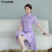 Summer improved cheongsam dress Korean style fashion slim slim dress plus size dress new long