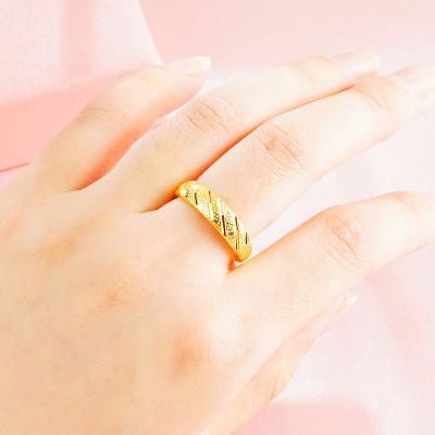 [ฟรีค่าจัดส่ง] แหวนทองแท้ 100% 9999 แหวนทองเปิดแหวน. แหวนทองสามกรัมลายใสสีกลางละลายน้ำหนัก 3.96 กรัม (96.5%) ทองแท้ RG100-158