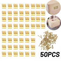 50pcs Mini Brass Hinge For Small Craft Door Box Accessories Gold 8*10mm Miniature Cabinet Furniture Fittings Home Hardware Door Hardware Locks