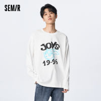 Semir แขนยาวเสื้อยืดผู้ชาย2023ฤดูใบไม้ผลิใหม่ Graffiti Zodiac พิมพ์หลวมเสื้อลำลอง T เสื้อ