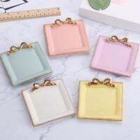 1pc Mini Candy Color Cup Coaster Tray Plate Bow Jewelry Storage Tray Holder Snack Dish Cake Tray